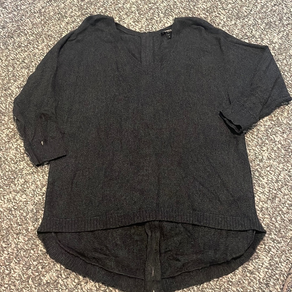 Express dolman high low zip sweater